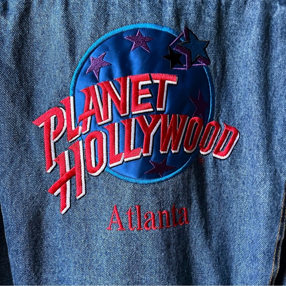 1990s Vintage Planet Hollywood Atlanta Jean Jacket Size XL - Picture 4 of 11
